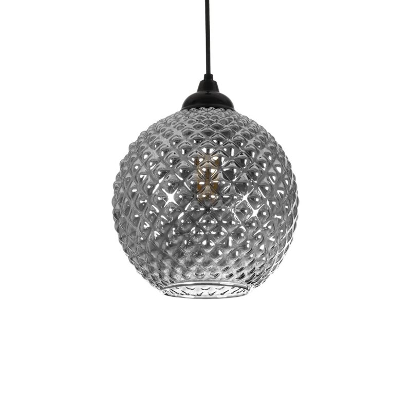 GLOBOSTAR® KEGEL 206-0003 Μοντέρνο Κρεμαστό Φωτιστικό Οροφής με Ντουί 1 x E27 AC 220-240V IP20 – Μαύρο Φιμέ – Μ20 x Π20 x Υ20cm