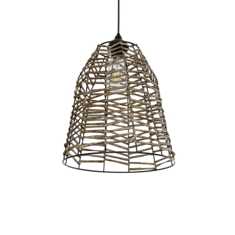 GLOBOSTAR® NETZ 205-0026 Boho Κρεμαστό Φωτιστικό Οροφής με Ντουί 1 x E27 AC 220-240V IP20 – Μπεζ – M30 x Π30 x Υ38cm