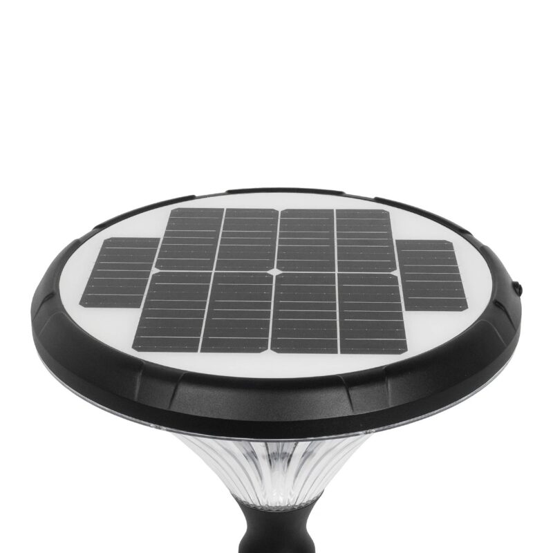 GLOBOSTAR® SQUARE 90503 Φωτιστικό Κεφαλής Post Top Πλατείας/Πάρκου/Κήπου LED 40W 1600lm 120° DC 5V με Ενσωματωμένο Φωτοβολταϊκό Panel 5V 25W & Επαναφορτιζόμενη Μπαταρία Li-ion 3.2V 30000mAh με Αισθητήρα Κίνησης-Ημέρας-Νύχτας Αδιάβροχο IP65 Θερμό Λευκό 2700K – Sanan SMD Chip – Γκρι Ανθρακί Ματ – Μ54 x Π54 x Υ48.5cm – 2 Χρόνια Εγγύηση