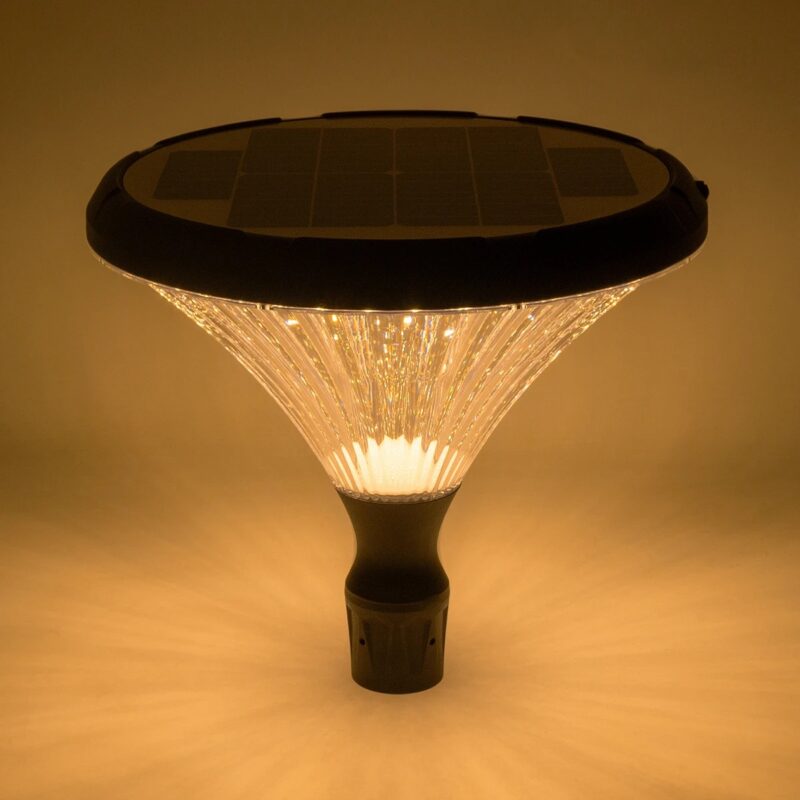 GLOBOSTAR® SQUARE 90503 Φωτιστικό Κεφαλής Post Top Πλατείας/Πάρκου/Κήπου LED 40W 1600lm 120° DC 5V με Ενσωματωμένο Φωτοβολταϊκό Panel 5V 25W & Επαναφορτιζόμενη Μπαταρία Li-ion 3.2V 30000mAh με Αισθητήρα Κίνησης-Ημέρας-Νύχτας Αδιάβροχο IP65 Θερμό Λευκό 2700K – Sanan SMD Chip – Γκρι Ανθρακί Ματ – Μ54 x Π54 x Υ48.5cm – 2 Χρόνια Εγγύηση