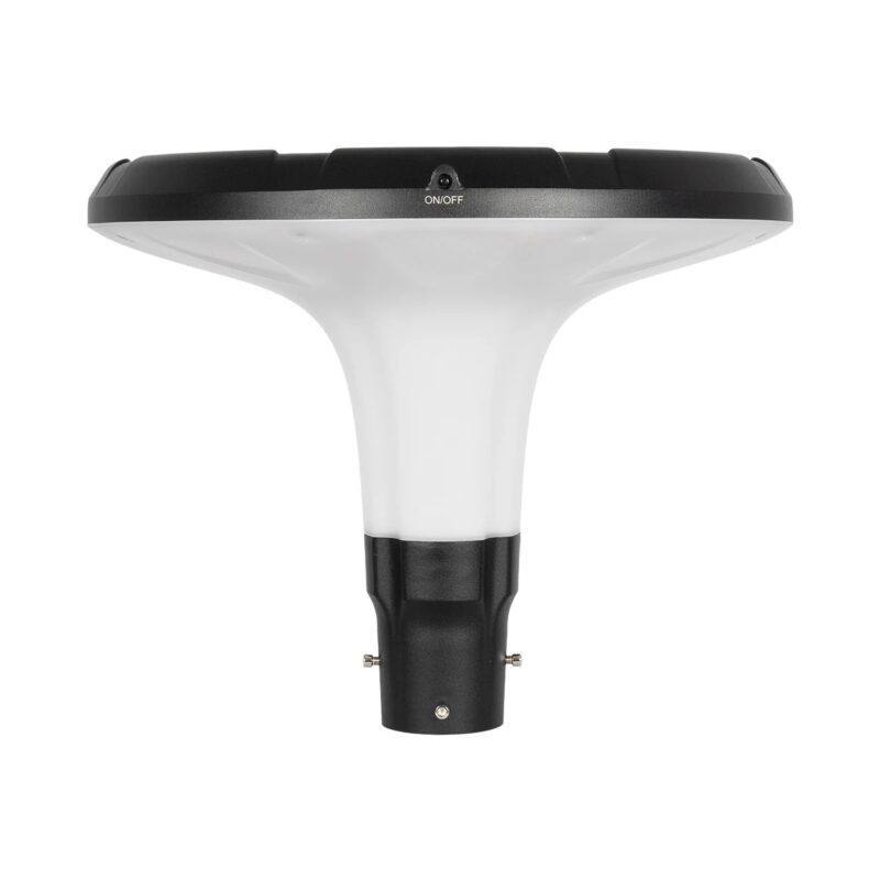 Globostar® SQUARE 90504 Φωτιστικό Κεφαλής Post Top Πλατείας/Πάρκου/Κήπου LED 25W 1000lm με Ανιχνευτή Κίνησης και Αισθητήρα Νυχτός IP65 Ψυχρό Λευκό 6000K – 2 Χρόνια Εγγύηση