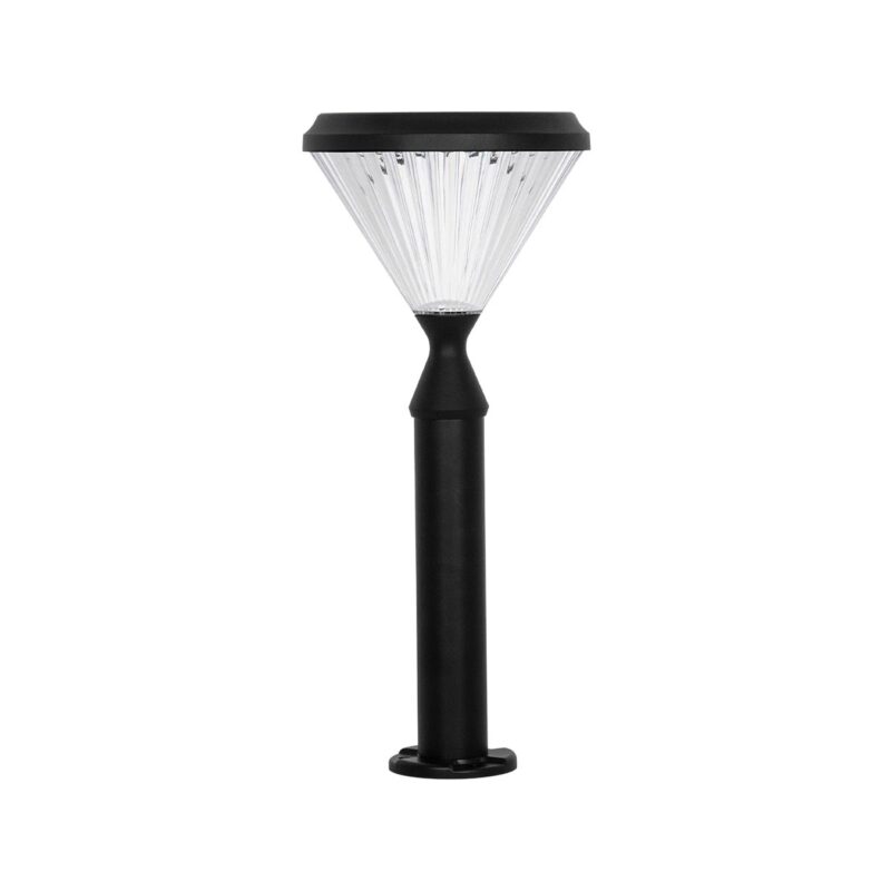 GLOBOSTAR® VEGGIE 90522 Φωτιστικό Κολωνάκι Κήπου LED 10W 500lm 120° με Ενσωματωμένο Φωτοβολταϊκό Panel 6V 2W & Επαναφορτιζόμενη Μπαταρία Li-ion 3.2V 6000mAh με Αισθητήρα Ημέρας-Νύχτας Αδιάβροχο IP65 Ψυχρό Λευκό 6000K – Sanan SMD Chip – Μαύρο – Μ26 x Π26 x Υ60cm – 2 Χρόνια Εγγύηση