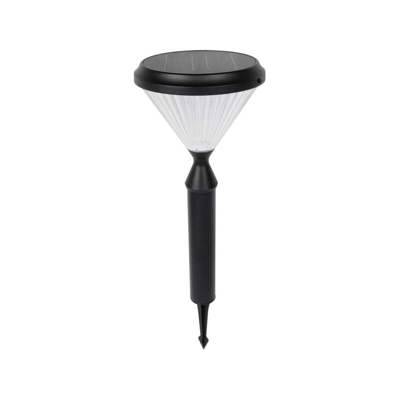 GLOBOSTAR® VEGGIE 90522 Φωτιστικό Κολωνάκι Κήπου LED 10W 500lm 120° με Ενσωματωμένο Φωτοβολταϊκό Panel 6V 2W & Επαναφορτιζόμενη Μπαταρία Li-ion 3.2V 6000mAh με Αισθητήρα Ημέρας-Νύχτας Αδιάβροχο IP65 Ψυχρό Λευκό 6000K – Sanan SMD Chip – Μαύρο – Μ26 x Π26 x Υ60cm – 2 Χρόνια Εγγύηση