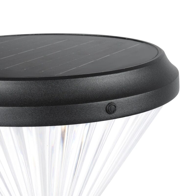 GLOBOSTAR® VEGGIE 90522 Φωτιστικό Κολωνάκι Κήπου LED 10W 500lm 120° με Ενσωματωμένο Φωτοβολταϊκό Panel 6V 2W & Επαναφορτιζόμενη Μπαταρία Li-ion 3.2V 6000mAh με Αισθητήρα Ημέρας-Νύχτας Αδιάβροχο IP65 Ψυχρό Λευκό 6000K – Sanan SMD Chip – Μαύρο – Μ26 x Π26 x Υ60cm – 2 Χρόνια Εγγύηση