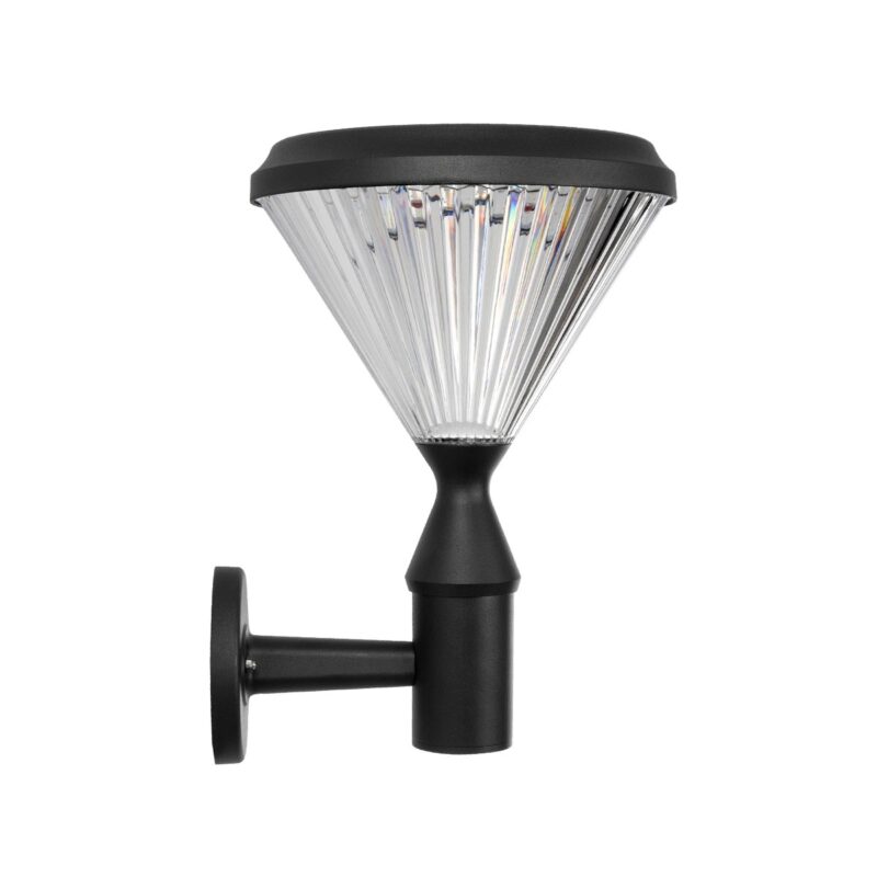 GLOBOSTAR® SOLARTIS 90527 Μοντέρνο Φωτιστικό Τοίχου – Απλίκα LED 10W 1000lm 180° με Ενσωματωμένο Φωτοβολταϊκό Panel 6V 5W & Επαναφορτιζόμενη Μπαταρία Li-ion 3.2V 6000mAh με Αισθητήρα Ημέρας-Νύχτας Αδιάβροχο IP65 Ψυχρό Λευκό 6000K – Sanan SMD Chip – Μαύρο – Μ26.5 x Π30 x Υ40cm – 2 Χρόνια Εγγύηση