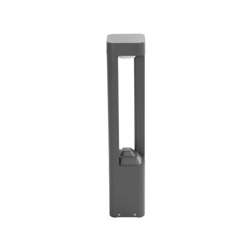 GLOBOSTAR® ΜΟΝΕΒΟΟ 90543 Φωτιστικό Κολωνάκι Κήπου LED 15W 1500lm 60° AC 220-240V Αδιάβροχο IP65 Θερμό Λευκό 2700K – Γκρι Ανθρακί – Μ12 x Π12 x Υ60.5cm – 3 Χρόνια Εγγύηση