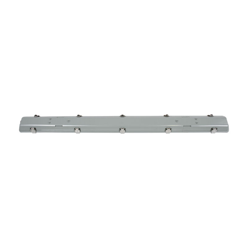 GLOBOSTAR® VIGAS 90613 Γραμμικό Βιομηχανικό Φωτιστικό Σκαφάκι Tri-Proof με Μεταλλικά Clips για 2 x Λάμπες T8 G13 120cm Τύπου Φθορίου LED Τροφοδοσίας Ενός Άκρου 120° AC 220-240V Αδιάβροχο IP65 – Γκρι με Διάφανο Κάλυμμα Πλαστικό PC – Μ126 x Π11.5 x Υ9cm