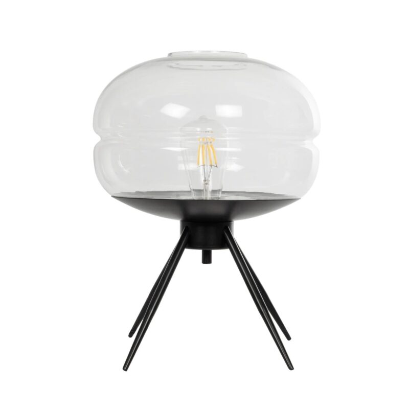 GLOBOSTAR® JAVAN 999-0036 Μοντέρνο Επιτραπέζιο Φωτιστικό Πορτατίφ με Ντουί 1 x E27 AC 220-240V IP20 – Διάφανο & Μαύρο – Μ30 x Π30 x Υ40cm