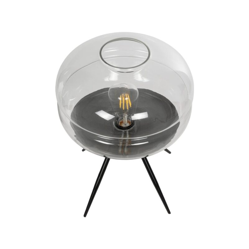 GLOBOSTAR® JAVAN 999-0036 Μοντέρνο Επιτραπέζιο Φωτιστικό Πορτατίφ με Ντουί 1 x E27 AC 220-240V IP20 – Διάφανο & Μαύρο – Μ30 x Π30 x Υ40cm