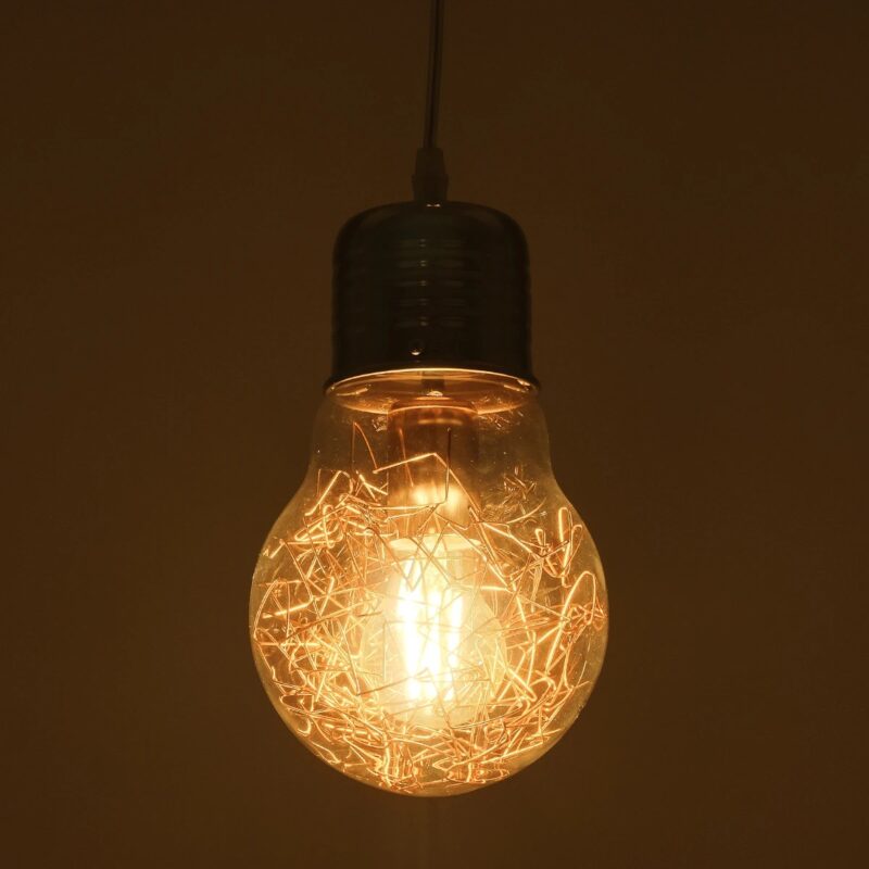 GLOBOSTAR® LAMP 999-0056 Μοντέρνο Κρεμαστό Φωτιστικό Οροφής με Ντουί 1 x E27 AC 220-240V IP20 – Διάφανο, Χρυσό & Ασημί – Μ15 x Π15 x Υ27cm