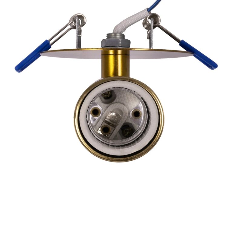 GLOBOSTAR® SARA 999-0061 Χωνευτό Φωτιστικό Οροφής με Ντουί 1 x E27 AC 220-240V IP20 – Χρυσό Βούρτσας – Μ8 x Π8 x Υ11cm / Q5.5cm