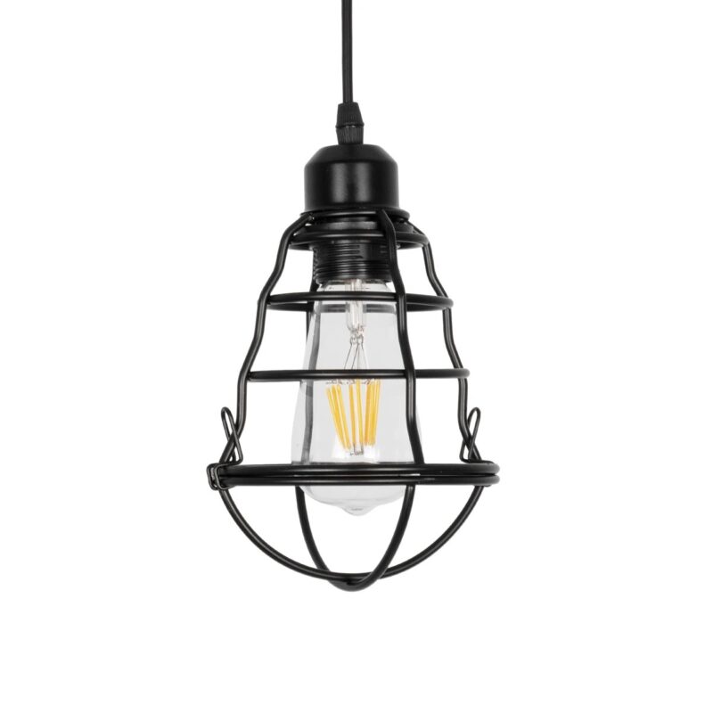 GLOBOSTAR® ALDO 999-0096 Vintage Κρεμαστό Φωτιστικό Οροφής με Ντουί 1 x E27 AC 220-240V IP20 – Μαύρο – Μ15 x Π15 x Υ24cm