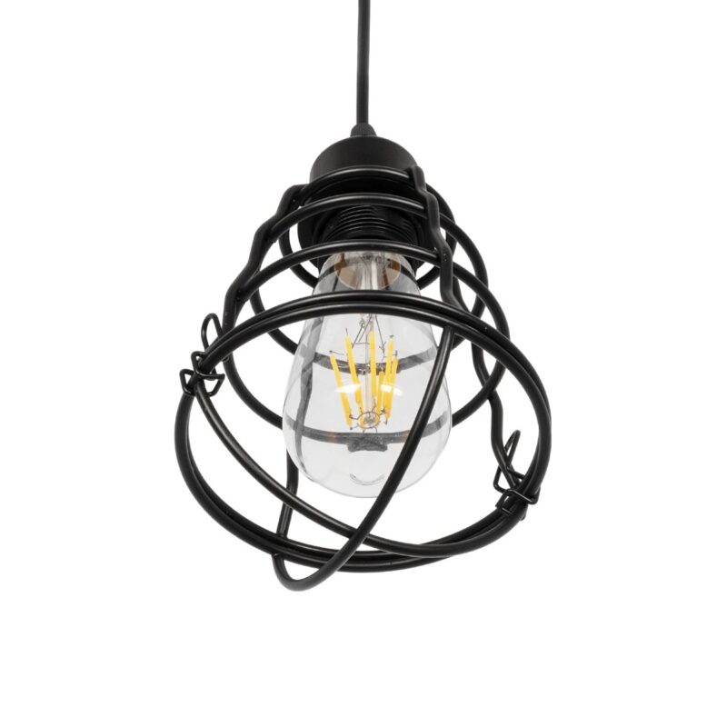 GLOBOSTAR® ALDO 999-0096 Vintage Κρεμαστό Φωτιστικό Οροφής με Ντουί 1 x E27 AC 220-240V IP20 – Μαύρο – Μ15 x Π15 x Υ24cm