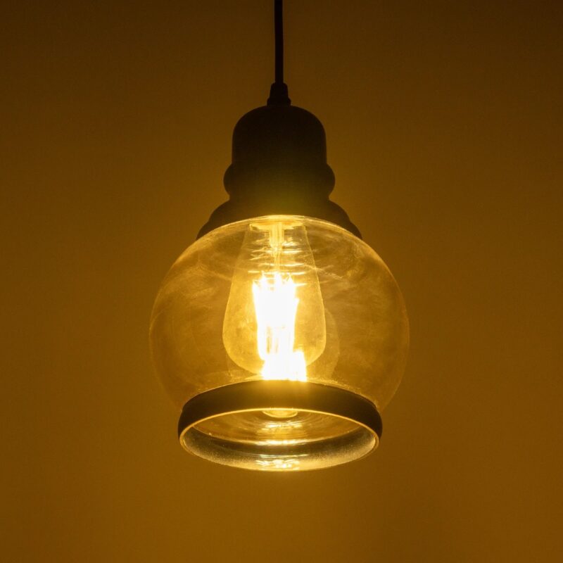 GLOBOSTAR® OLIVER 999-0186 Vintage Κρεμαστό Φωτιστικό Οροφής με Ντουί 1 x E27 AC 220-240V IP20 – Μελί & Μαύρο – Μ16 x Π16 x Υ25cm