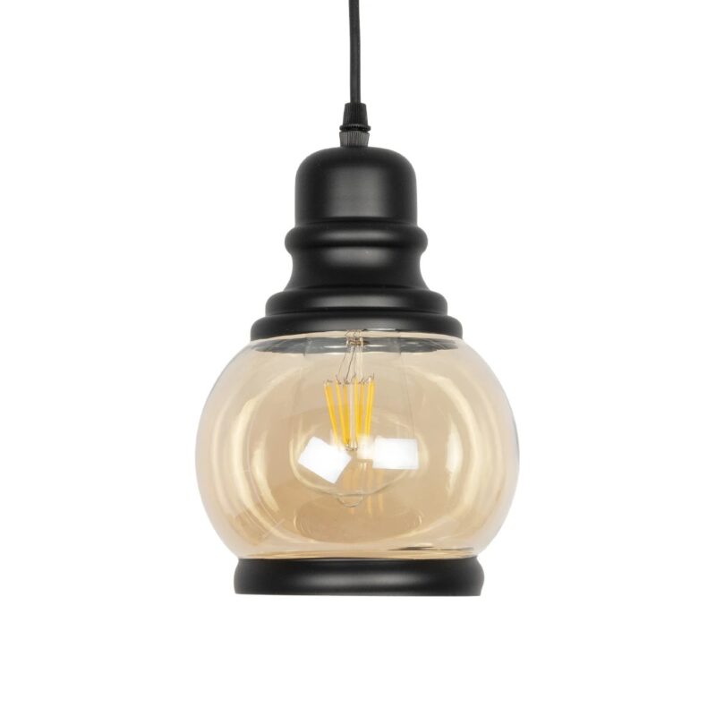 GLOBOSTAR® OLIVER 999-0186 Vintage Κρεμαστό Φωτιστικό Οροφής με Ντουί 1 x E27 AC 220-240V IP20 – Μελί & Μαύρο – Μ16 x Π16 x Υ25cm