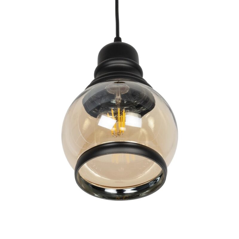 GLOBOSTAR® OLIVER 999-0186 Vintage Κρεμαστό Φωτιστικό Οροφής με Ντουί 1 x E27 AC 220-240V IP20 – Μελί & Μαύρο – Μ16 x Π16 x Υ25cm