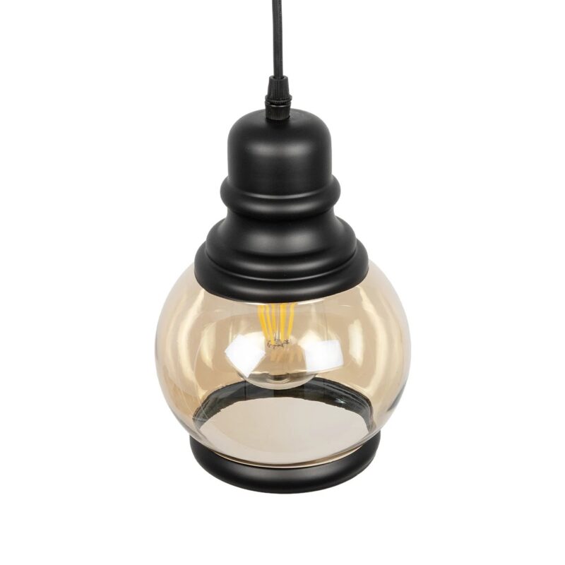 GLOBOSTAR® OLIVER 999-0186 Vintage Κρεμαστό Φωτιστικό Οροφής με Ντουί 1 x E27 AC 220-240V IP20 – Μελί & Μαύρο – Μ16 x Π16 x Υ25cm