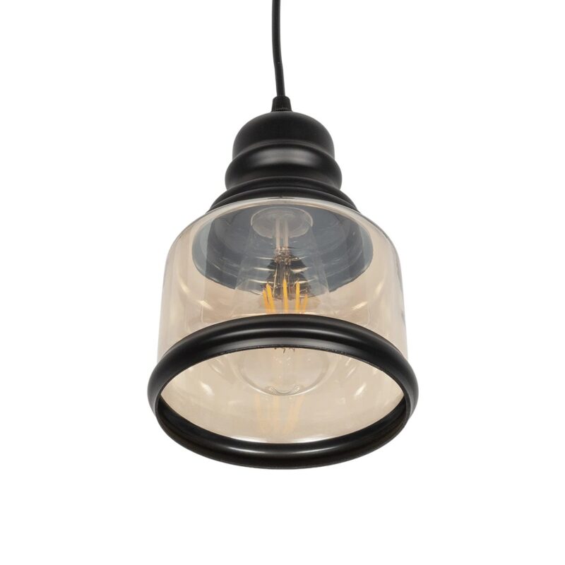 GLOBOSTAR® OLIVER 999-0187 Vintage Κρεμαστό Φωτιστικό Οροφής με Ντουί 1 x E27 AC 220-240V IP20 – Μελί & Μαύρο – Μ15 x Π15 x Υ21.5cm