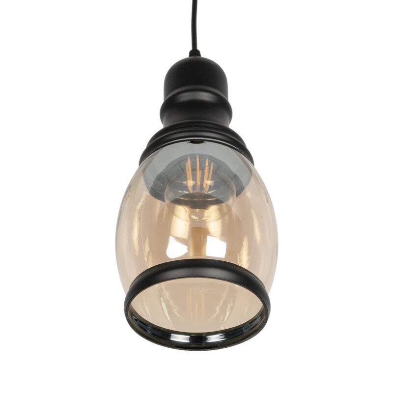 GLOBOSTAR® OLIVER 999-0188 Vintage Κρεμαστό Φωτιστικό Οροφής με Ντουί 1 x E27 AC 220-240V IP20 – Μελί & Μαύρο – Μ14 x Π14 x Υ30cm