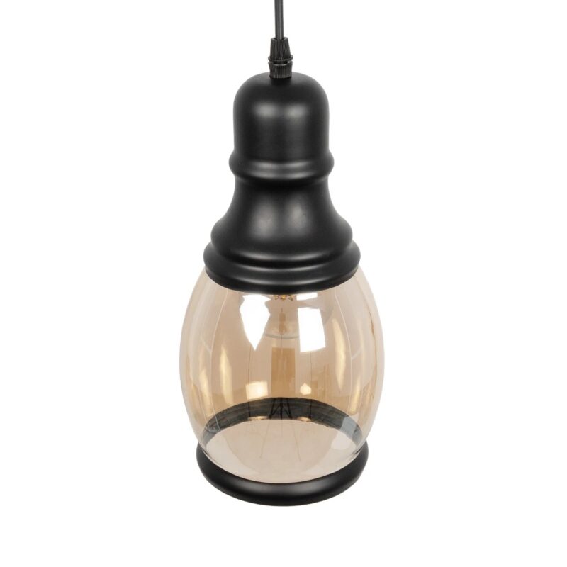 GLOBOSTAR® OLIVER 999-0188 Vintage Κρεμαστό Φωτιστικό Οροφής με Ντουί 1 x E27 AC 220-240V IP20 – Μελί & Μαύρο – Μ14 x Π14 x Υ30cm