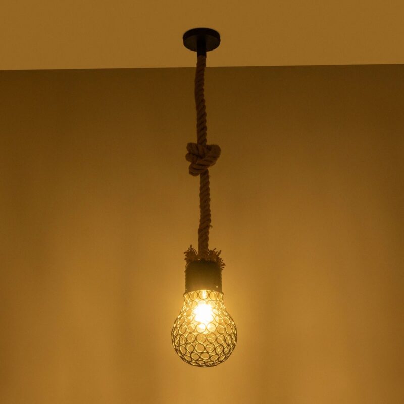 GLOBOSTAR® URBAN 999-0191 Vintage Κρεμαστό Φωτιστικό Οροφής με Ντουί 1 x E27 AC 220-240V IP20 – Μαύρο & Μπεζ – Μ15 x Π15 x Υ80cm