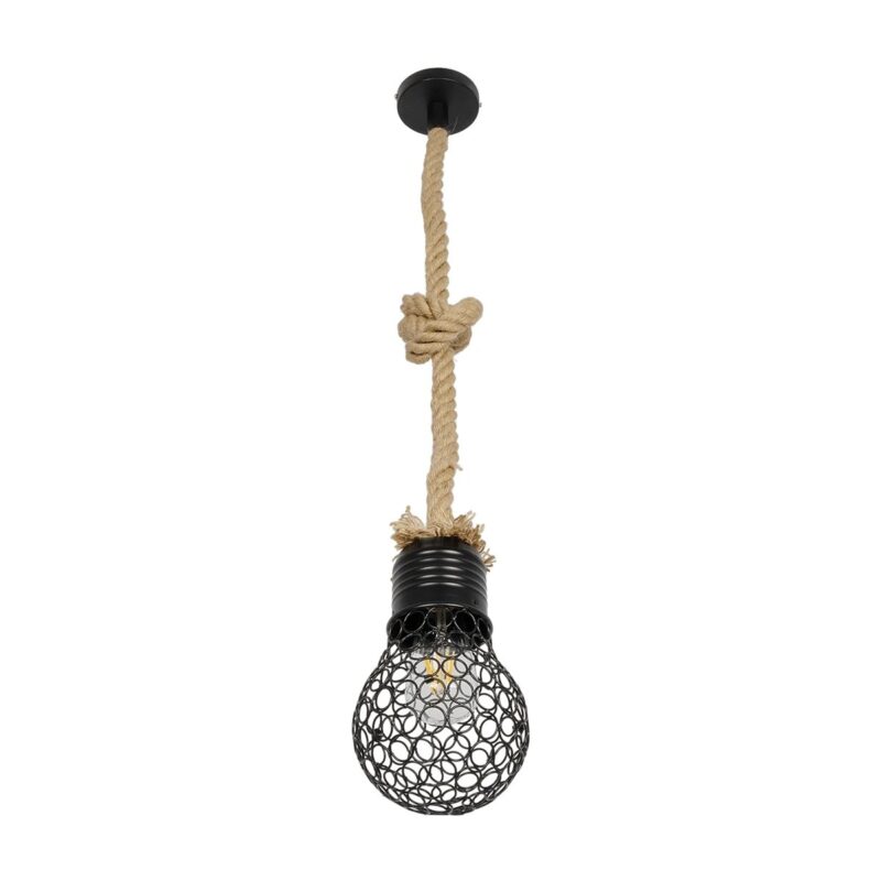 GLOBOSTAR® URBAN 999-0191 Vintage Κρεμαστό Φωτιστικό Οροφής με Ντουί 1 x E27 AC 220-240V IP20 – Μαύρο & Μπεζ – Μ15 x Π15 x Υ80cm