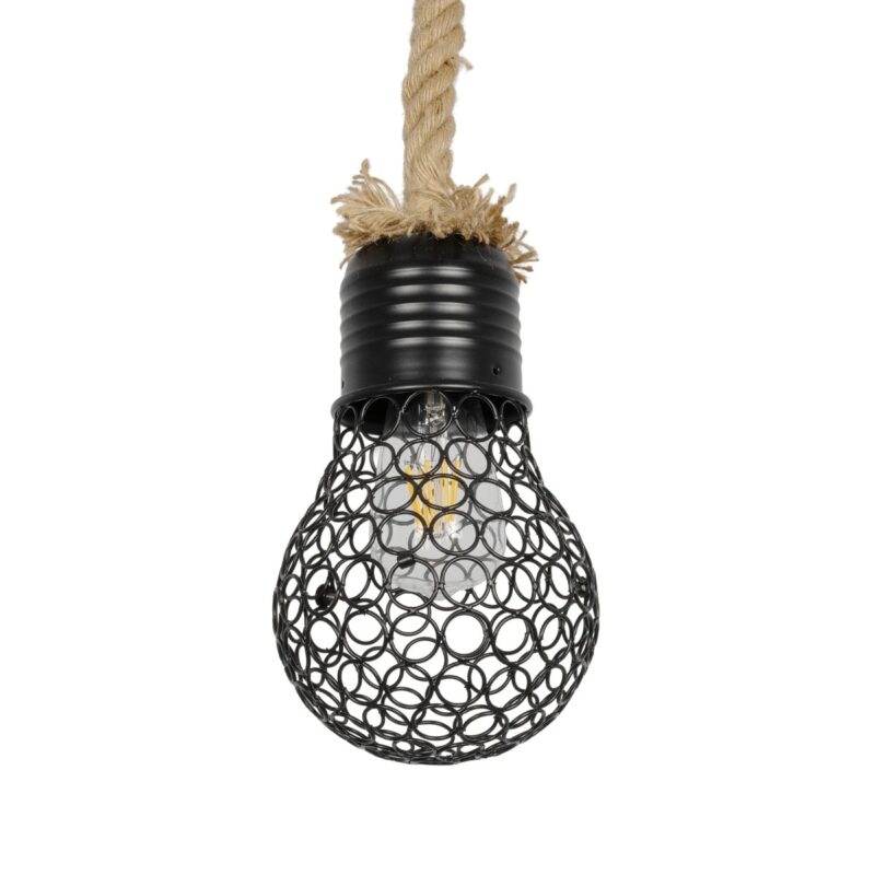 GLOBOSTAR® URBAN 999-0191 Vintage Κρεμαστό Φωτιστικό Οροφής με Ντουί 1 x E27 AC 220-240V IP20 – Μαύρο & Μπεζ – Μ15 x Π15 x Υ80cm