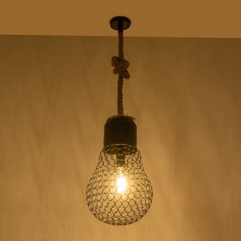 GLOBOSTAR® URBAN 999-0192 Vintage Κρεμαστό Φωτιστικό Οροφής με Ντουί 1 x E27 AC 220-240V IP20 – Μαύρο & Μπεζ – Μ28 x Π28 x Υ80cm