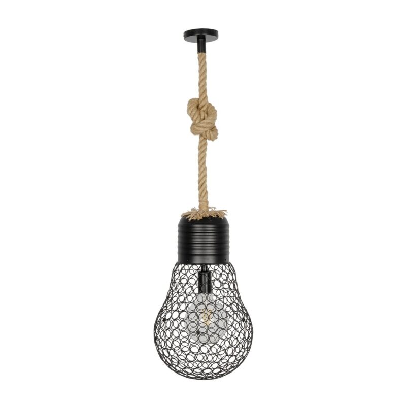 GLOBOSTAR® URBAN 999-0192 Vintage Κρεμαστό Φωτιστικό Οροφής με Ντουί 1 x E27 AC 220-240V IP20 – Μαύρο & Μπεζ – Μ28 x Π28 x Υ80cm
