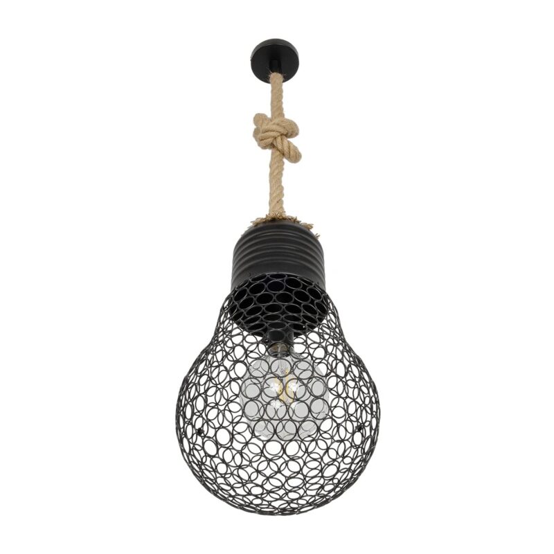 GLOBOSTAR® URBAN 999-0192 Vintage Κρεμαστό Φωτιστικό Οροφής με Ντουί 1 x E27 AC 220-240V IP20 – Μαύρο & Μπεζ – Μ28 x Π28 x Υ80cm