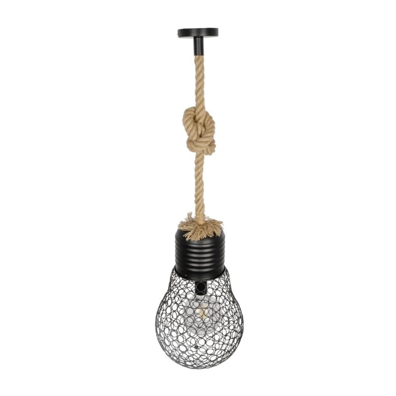 GLOBOSTAR® URBAN 999-0192 Vintage Κρεμαστό Φωτιστικό Οροφής με Ντουί 1 x E27 AC 220-240V IP20 – Μαύρο & Μπεζ – Μ28 x Π28 x Υ80cm