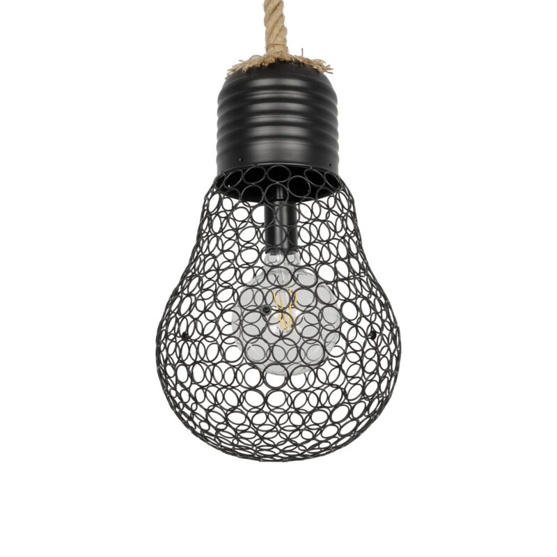 GLOBOSTAR® URBAN 999-0192 Vintage Κρεμαστό Φωτιστικό Οροφής με Ντουί 1 x E27 AC 220-240V IP20 – Μαύρο & Μπεζ – Μ28 x Π28 x Υ80cm