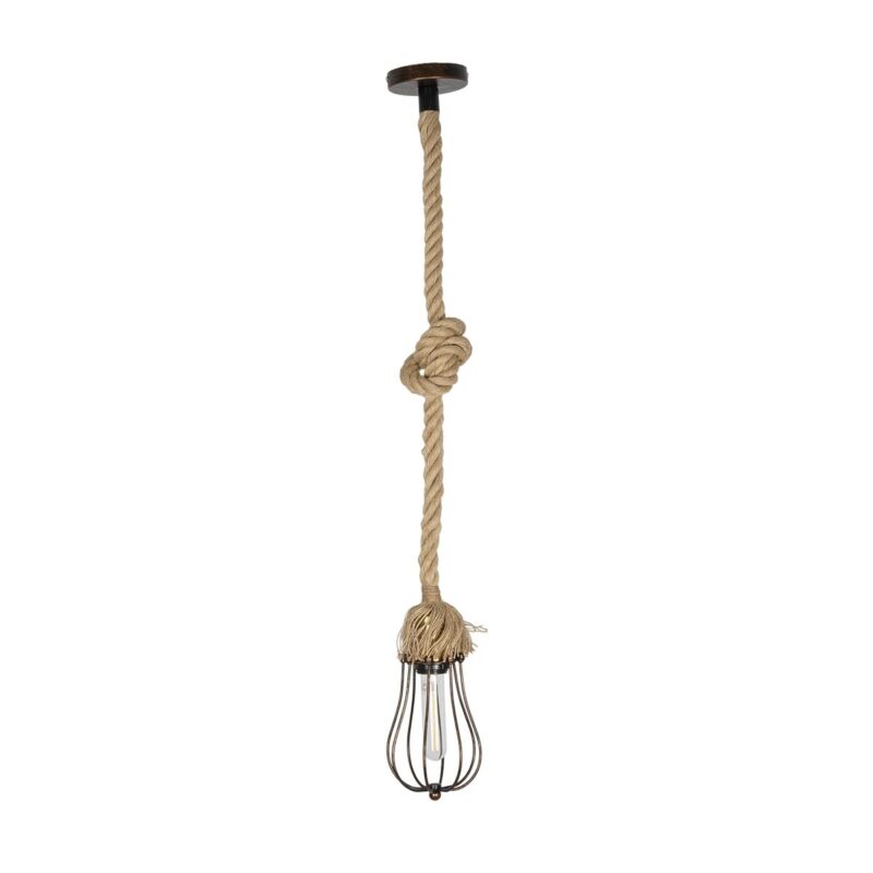 GLOBOSTAR® CAMBER 999-0200 Vintage Κρεμαστό Φωτιστικό Οροφής με Ντουί 1 x E27 AC 220-240V IP20 – Χάλκινο & Μπεζ – Μ12 x Π12 x Υ80cm