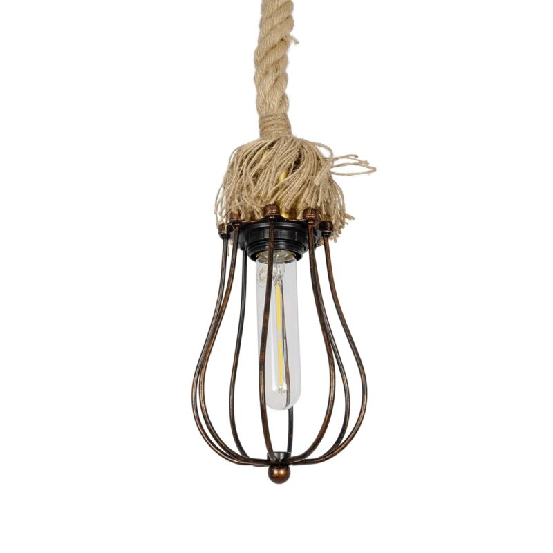 GLOBOSTAR® CAMBER 999-0200 Vintage Κρεμαστό Φωτιστικό Οροφής με Ντουί 1 x E27 AC 220-240V IP20 – Χάλκινο & Μπεζ – Μ12 x Π12 x Υ80cm