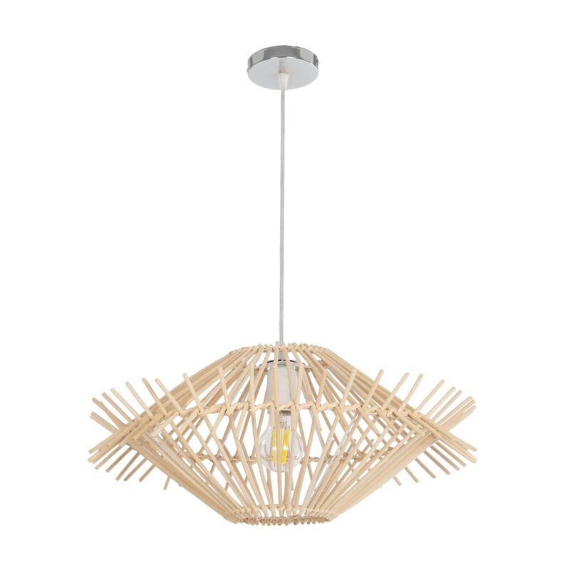 GLOBOSTAR® SASSO 999-0201 Boho Κρεμαστό Φωτιστικό Οροφής με Ντουί 1 x E27 AC 220-240V IP20 – Μπεζ – Μ50 x Π50 x Y23cm