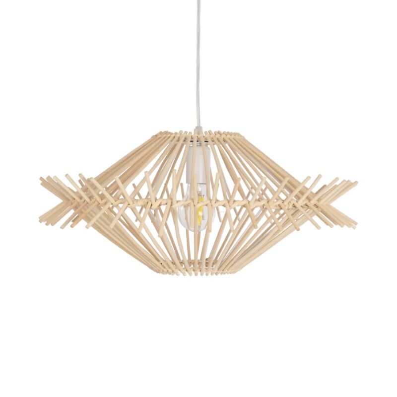 GLOBOSTAR® SASSO 999-0201 Boho Κρεμαστό Φωτιστικό Οροφής με Ντουί 1 x E27 AC 220-240V IP20 – Μπεζ – Μ50 x Π50 x Y23cm