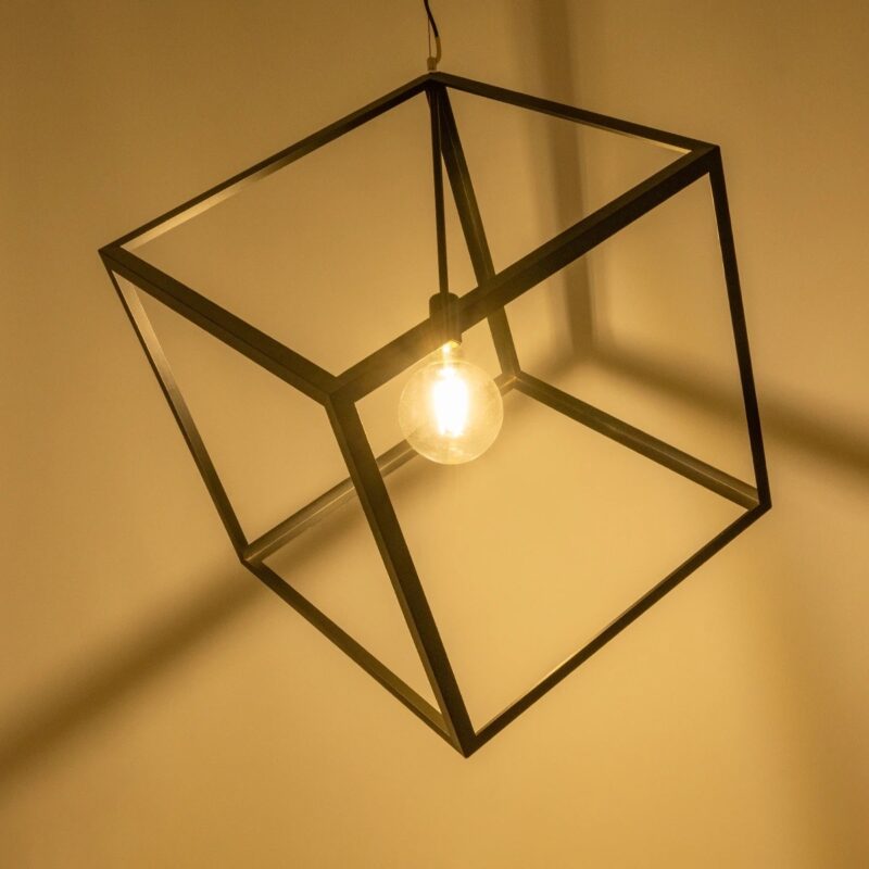 GLOBOSTAR® CUBE 999-0215 Μοντέρνο Κρεμαστό Φωτιστικό Οροφής με Ντουί 1 x E27 AC 220-240V IP20 – Μαύρο – Μ70 x Π70 x Υ87cm