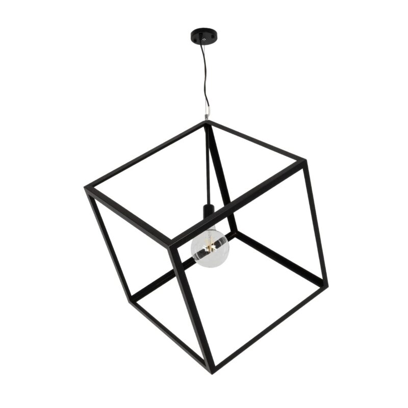 GLOBOSTAR® CUBE 999-0215 Μοντέρνο Κρεμαστό Φωτιστικό Οροφής με Ντουί 1 x E27 AC 220-240V IP20 – Μαύρο – Μ70 x Π70 x Υ87cm