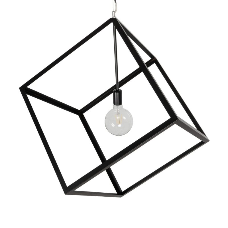 GLOBOSTAR® CUBE 999-0215 Μοντέρνο Κρεμαστό Φωτιστικό Οροφής με Ντουί 1 x E27 AC 220-240V IP20 – Μαύρο – Μ70 x Π70 x Υ87cm