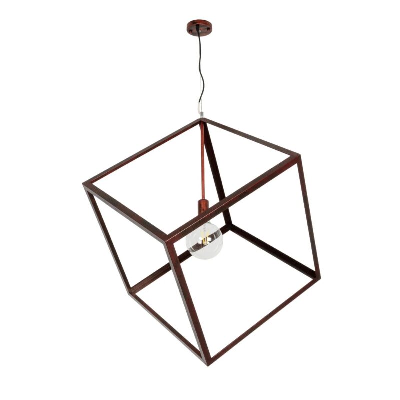 GLOBOSTAR® CUBE 999-0216 Μοντέρνο Κρεμαστό Φωτιστικό Οροφής με Ντουί 1 x E27 AC 220-240V IP20 – Χάλκινο – Μ70 x Π70 x Υ87cm