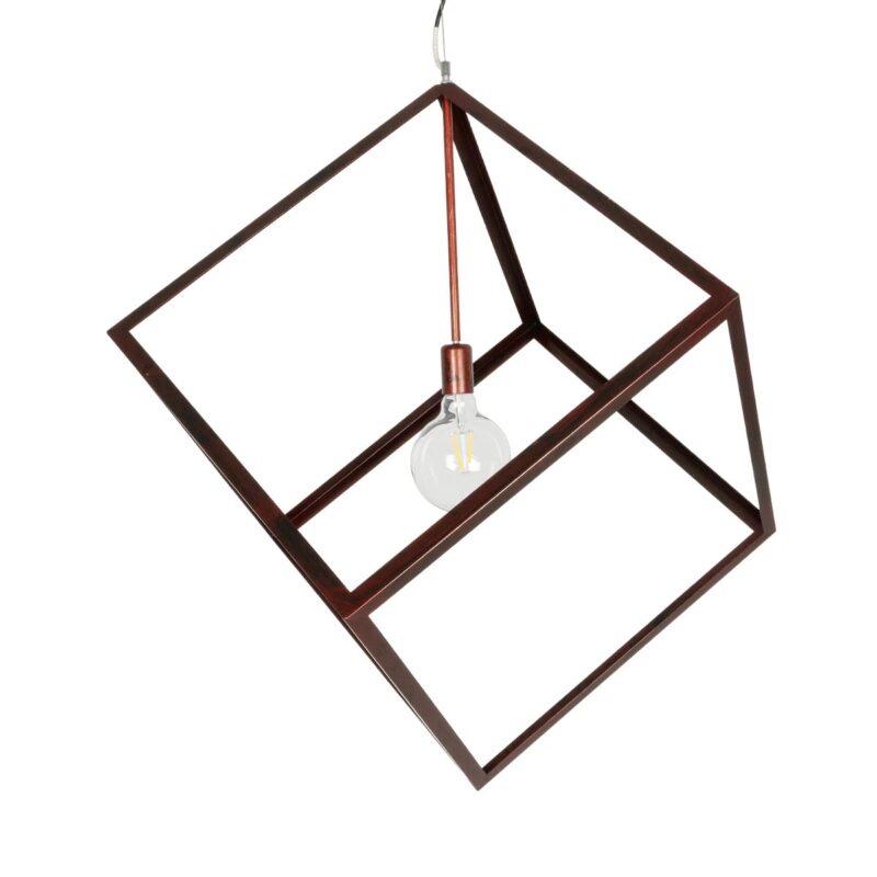 GLOBOSTAR® CUBE 999-0216 Μοντέρνο Κρεμαστό Φωτιστικό Οροφής με Ντουί 1 x E27 AC 220-240V IP20 – Χάλκινο – Μ70 x Π70 x Υ87cm