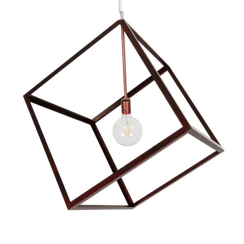 GLOBOSTAR® CUBE 999-0216 Μοντέρνο Κρεμαστό Φωτιστικό Οροφής με Ντουί 1 x E27 AC 220-240V IP20 – Χάλκινο – Μ70 x Π70 x Υ87cm