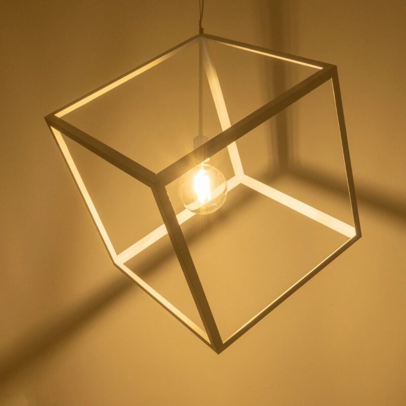 GLOBOSTAR® CUBE 999-0217 Μοντέρνο Κρεμαστό Φωτιστικό Οροφής με Ντουί 1 x E27 AC 220-240V IP20 – Λευκό – Μ70 x Π70 x Y87cm