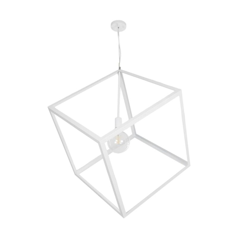 GLOBOSTAR® CUBE 999-0217 Μοντέρνο Κρεμαστό Φωτιστικό Οροφής με Ντουί 1 x E27 AC 220-240V IP20 – Λευκό – Μ70 x Π70 x Y87cm