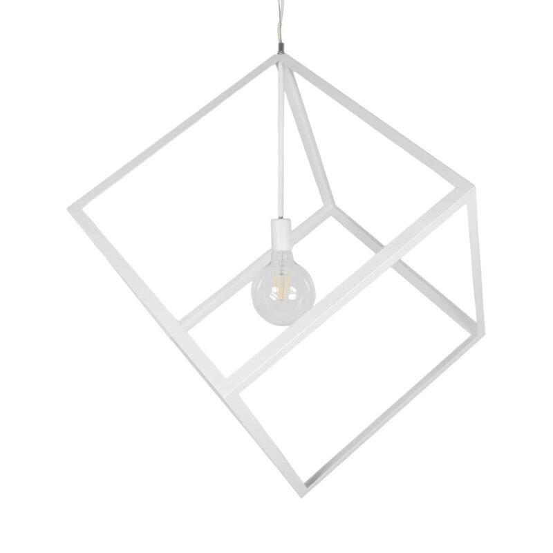 GLOBOSTAR® CUBE 999-0217 Μοντέρνο Κρεμαστό Φωτιστικό Οροφής με Ντουί 1 x E27 AC 220-240V IP20 – Λευκό – Μ70 x Π70 x Y87cm