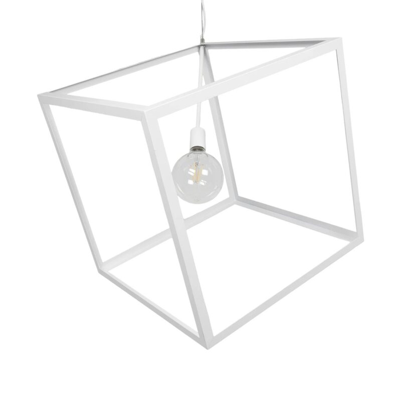 GLOBOSTAR® CUBE 999-0217 Μοντέρνο Κρεμαστό Φωτιστικό Οροφής με Ντουί 1 x E27 AC 220-240V IP20 – Λευκό – Μ70 x Π70 x Y87cm