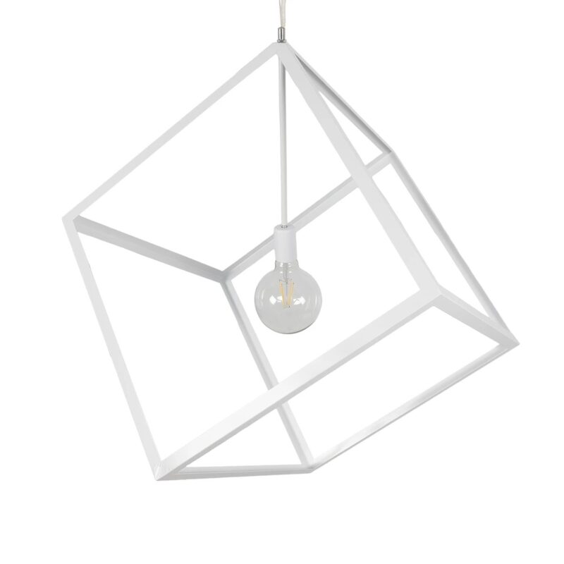 GLOBOSTAR® CUBE 999-0217 Μοντέρνο Κρεμαστό Φωτιστικό Οροφής με Ντουί 1 x E27 AC 220-240V IP20 – Λευκό – Μ70 x Π70 x Y87cm