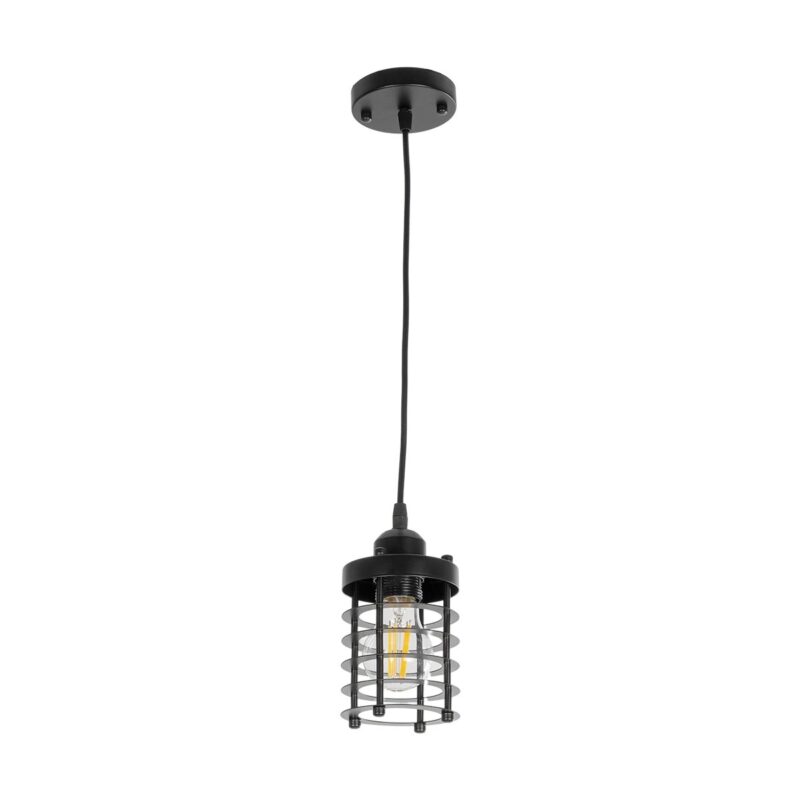 GLOBOSTAR® DARSEY 999-0227 Vintage Κρεμαστό Φωτιστικό Οροφής με Ντουί 1 x E27 AC 220-240V IP20 – Μαύρο – Μ10 x Π10 x Υ19cm