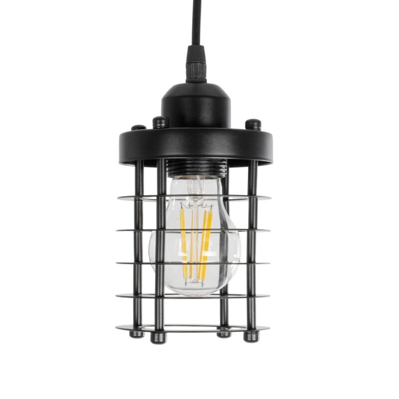 GLOBOSTAR® DARSEY 999-0227 Vintage Κρεμαστό Φωτιστικό Οροφής με Ντουί 1 x E27 AC 220-240V IP20 – Μαύρο – Μ10 x Π10 x Υ19cm