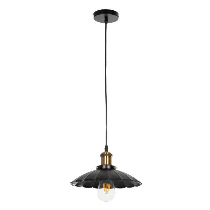 GLOBOSTAR® MARGI 999-0229 Vintage Κρεμαστό Φωτιστικό Οροφής με Ντουί 1 x E27 AC 220-240V IP20 – Μαύρο & Χρυσό – Μ26 x Π26 x Υ14cm